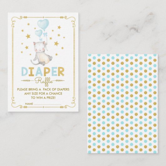 猫のおむつのラッフルの男の子の子ネコの青い金ゴールドのベビーの挿入物 エンクロージャーカード (正面/裏面)