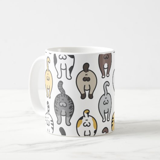 猫のおもしろいお尻 コーヒーマグカップ (正面左)