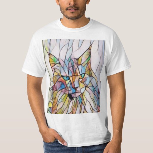 猫のおもしろいアートワーク Tシャツ (正面)