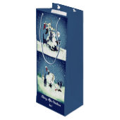 猫のおもしろいクリスマスパーティーのシーン ワインギフトバッグ (裏面アングル)