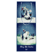 猫のおもしろいクリスマスパーティーのシーン ワインギフトバッグ (裏面)