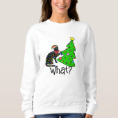 猫のおもしろいクリスマスフード付きスウェットシャツ – ツリーSweatshirt スウェットシャツ (正面)