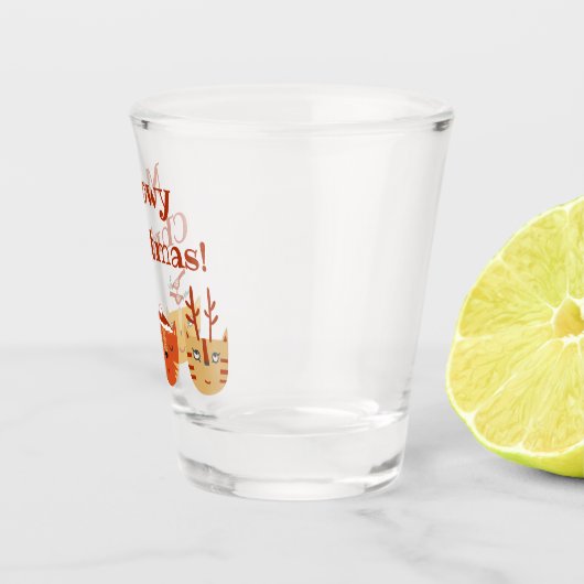 猫のおもしろいクリスマス ショットグラス (右)
