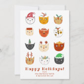 猫のおもしろいクリスマス シーズンカード (正面)