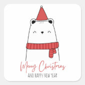 猫のおもしろいクリスマス スクエアシール (正面)