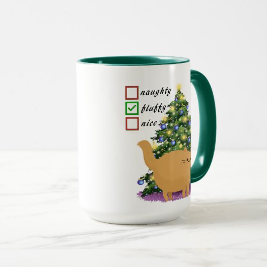 猫のおもしろいクリスマス・チェックリスト マグカップ (正面右)