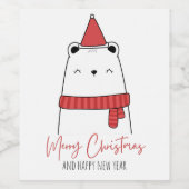 猫のおもしろいクリスマス ワインラベル (シングルラベル)