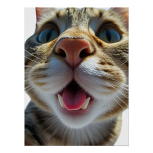 猫のおもしろいクローズアップ 可愛おっちょこちょいのい猫芸術 ポスター