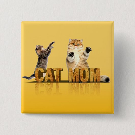 猫のおもしろいシャツ | cat mom gift |猫のママ 缶バッジ (正面)