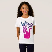 猫のおもしろいジョークミニマルピンク赤グラデーション漫画 Tシャツ (正面フル)