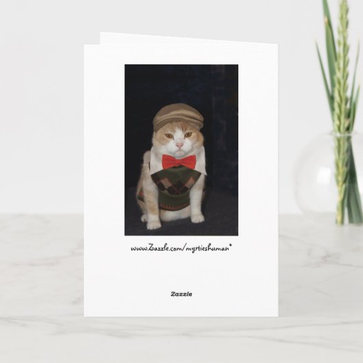 猫のおもしろいセーターアーガイルカスタマイズ可能カード カード (裏面)