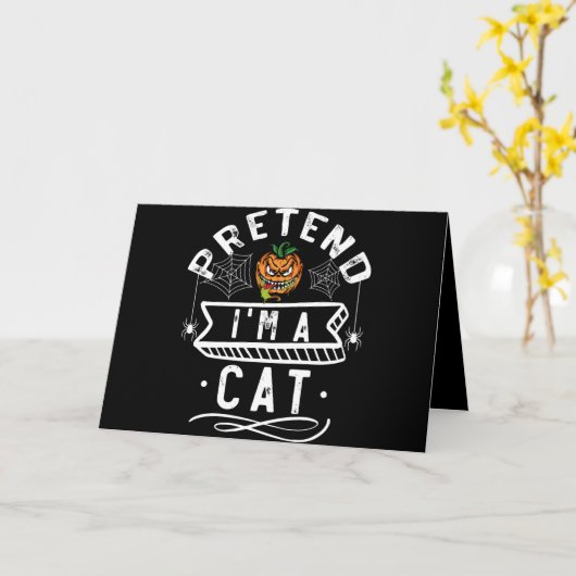 猫のおもしろいハロウィーンのコスチュームプレゼントのフリ カード (黄色い花)