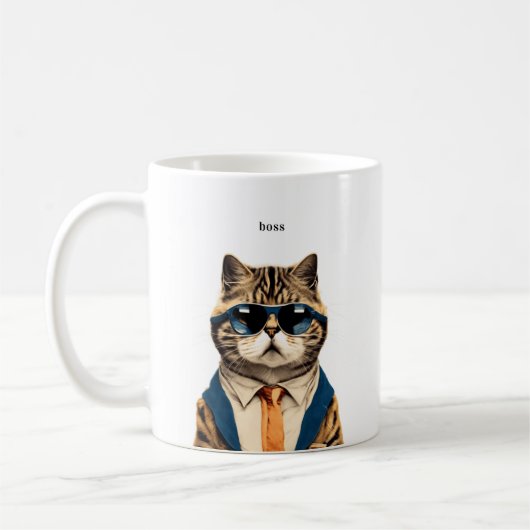猫のおもしろいマグ コーヒーマグカップ (左)