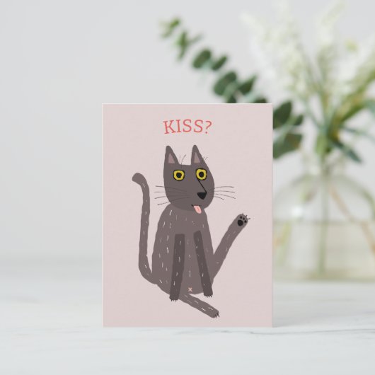 猫のおもしろいユーモア ポストカード (スタンド正面)