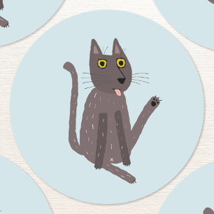 猫のおもしろいユーモア ラウンドシール