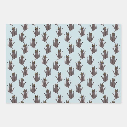 猫のおもしろいユーモア ラッピングペーパーシート (正面)