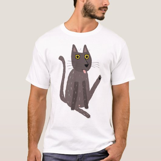 猫のおもしろいユーモア Tシャツ (正面)