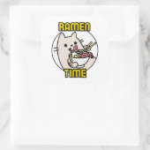 猫のおもしろいラーメン食べ猫好きペットオーナー スクエアシール (バッグ)