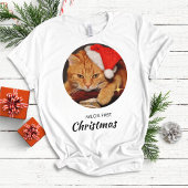 猫のおもしろい初めてのクリスマスのパーソナライズされた写真 Tシャツ