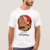 猫のおもしろい初めてのクリスマスのパーソナライズされた写真 Tシャツ (正面)