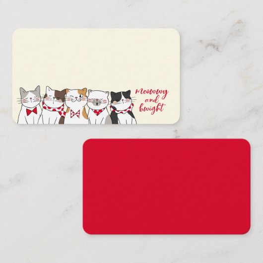 猫のおもしろい季節が休みにメリー プレイスカード (正面/裏面)