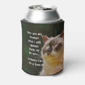 猫のおもしろい引用文があなたを見上げる 缶クーラー (缶裏面)