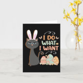 猫のおもしろい復活祭の復活祭のビースケットスタッファーが欲しいもの カード (黄色い花)