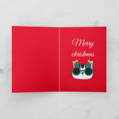 猫のおもしろい木のクリスマス シーズンカード (内部)