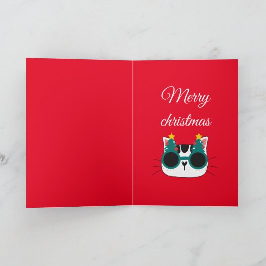 猫のおもしろい木のクリスマス シーズンカード (内部)