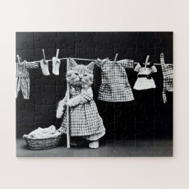 猫のおもしろい洗濯日 ジグソーパズル