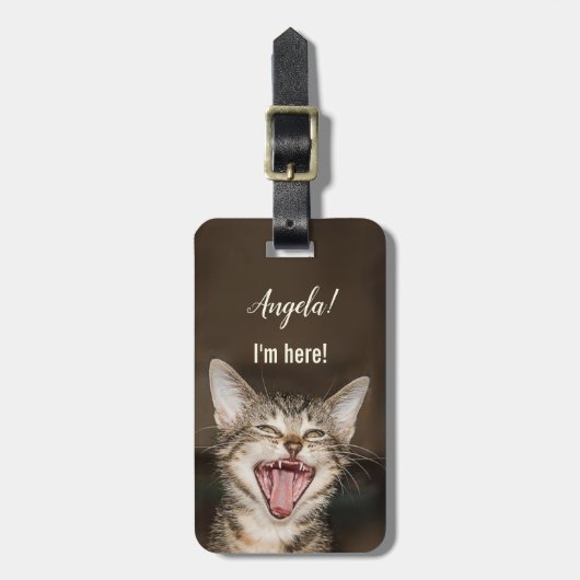 猫のおもしろい荷物ユーモアのあるタグ ラゲッジタグ (正面縦)