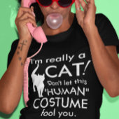 猫のおもしろい衣装、ハロウィーンの女性 Tシャツ