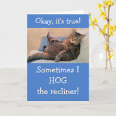 猫のおもしろい誕生日 カード (黄色い花)