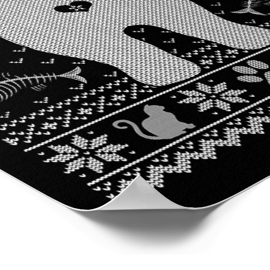 猫のおもしろい醜いクリスマスセーター家族のマッチングX ポスター (角)