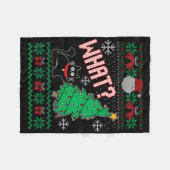猫のおもしろい醜いクリスマスセーター猫の醜いクリス フリースブランケット (正面(横))