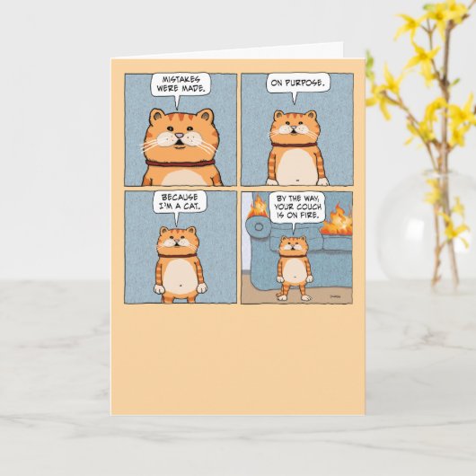 猫のおもしろい間違いは意図的に誕生日された カード (黄色い花)