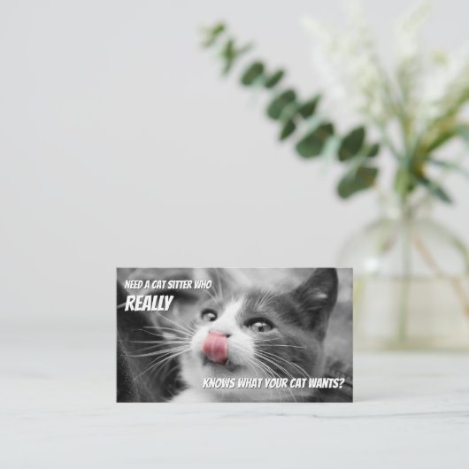 猫のおもしろい飼い気に猫サービスInsta 名刺 (スタンド正面)