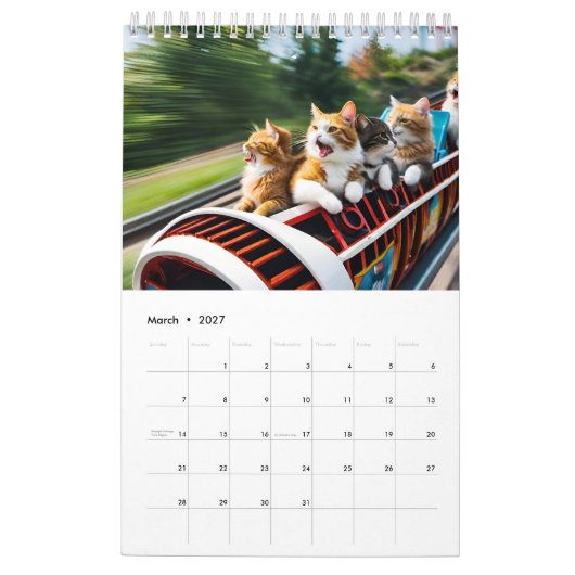 猫のおもしろい カレンダー (3月 2027)