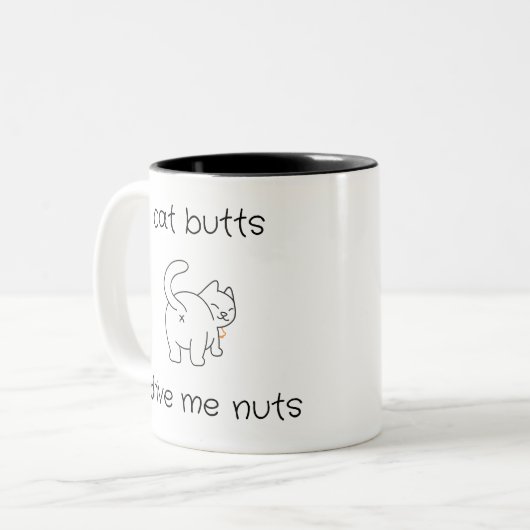 猫のお尻は私のナッツのコーヒーティーマグカップ ツートーンマグカップ (正面左)