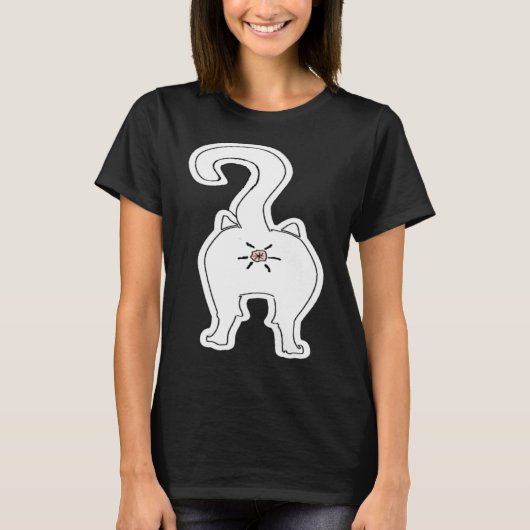 猫のお尻 動物 Tシャツ (正面)