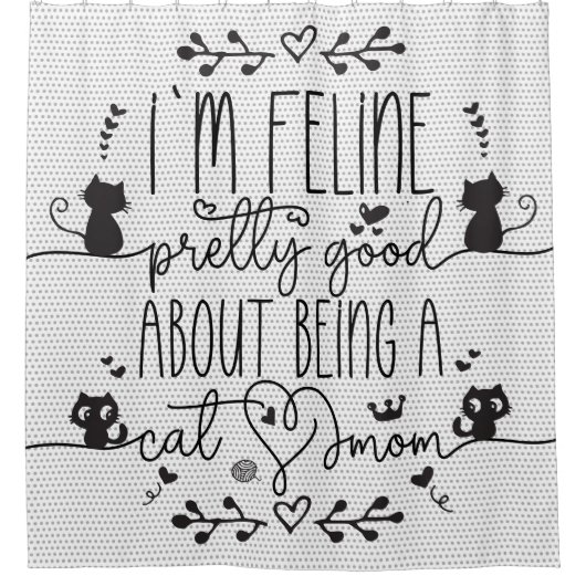 猫のお母さかわいらしんが可愛い シャワーカーテン (正面)