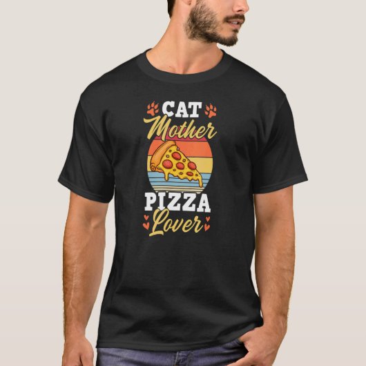 猫のお母さんピザ 猫の母 母の日 Tシャツ (正面)