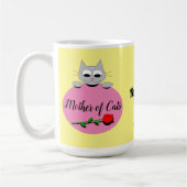 猫のお母さん赤いバラがかわいいグレー猫 コーヒーマグカップ (左)