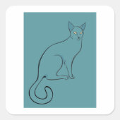 猫のお洒落スケッチ スクエアシール (正面)