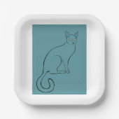 猫のお洒落スケッチ ペーパープレート (正面)