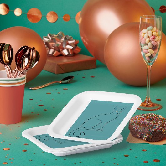 猫のお洒落スケッチ ペーパープレート