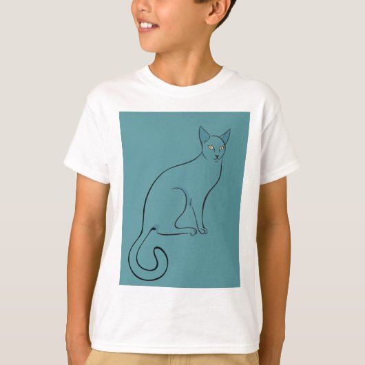 猫のお洒落スケッチ Tシャツ (正面)