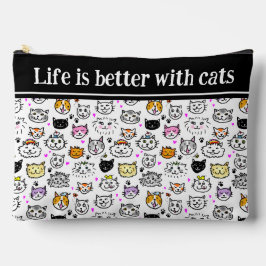 猫のお洒落顔パターン アクセサリーポーチ