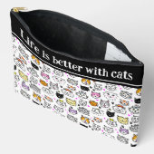 猫のお洒落顔パターン アクセサリーポーチ (見開き)