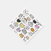猫のお洒落顔パターン スタンダードカクテルナプキン (角)